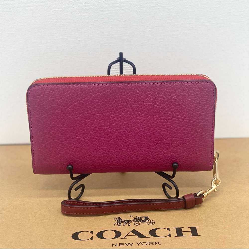COACH Long Zip Around Wallet With Horse And Carriage Bright Violet Multi Color - Picture 3 of 10